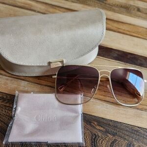 Chloé Ricky Gold and Brown Sunglasses